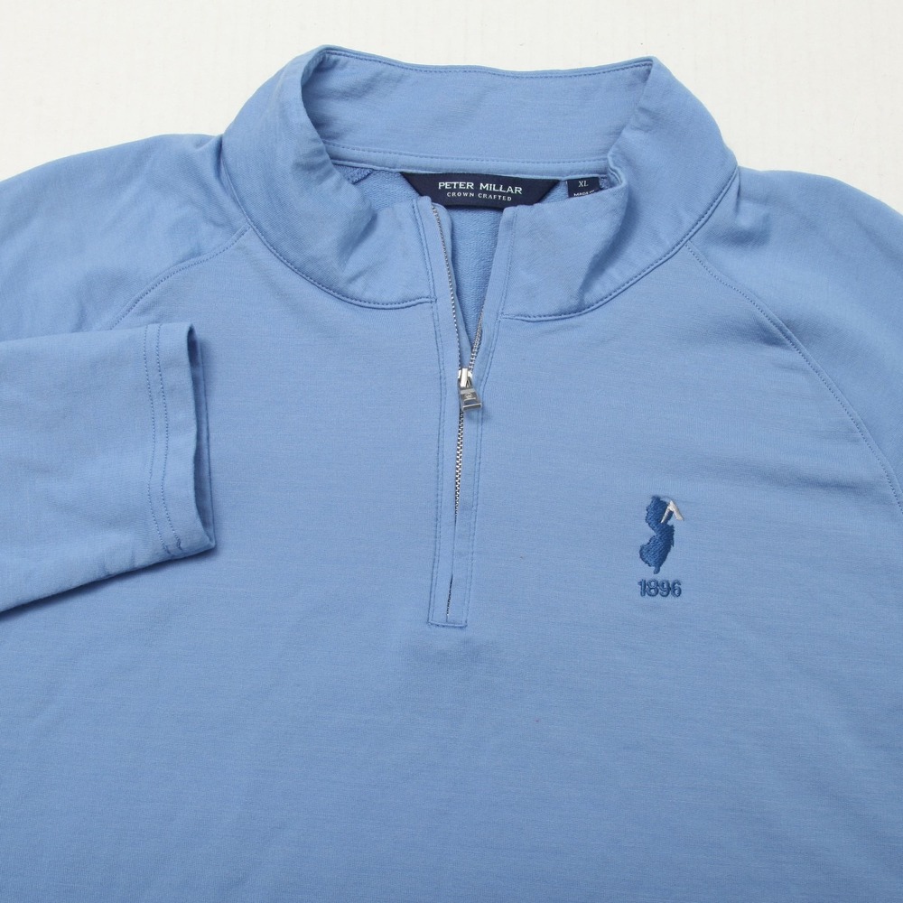 Peter Millar Sweater Mens XL Blue Merino Wool 1/4 Zip Golf Pullover Suburban GC